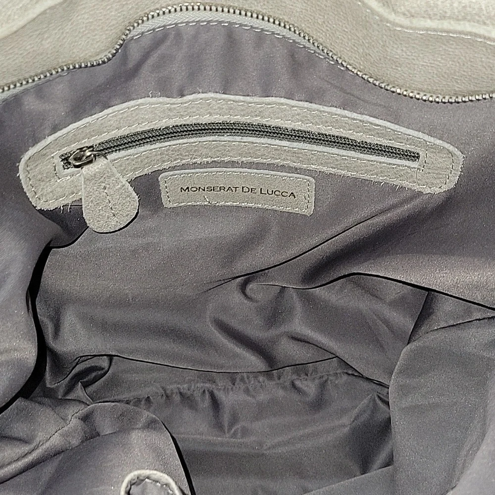 Monserat De Lucca for Anthropologie Gray Leather Tote Shoulder Bag